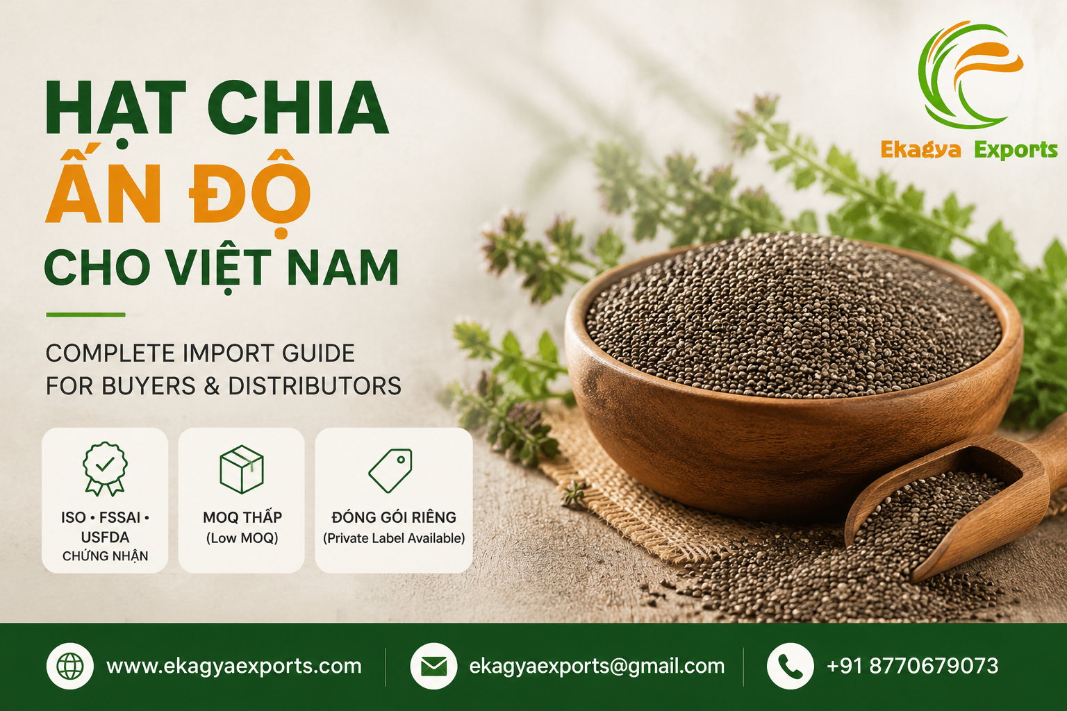 Hạt Chia Ấn Độ cho Thị Trường Việt Nam | Indian Chia Seeds for Vietnam